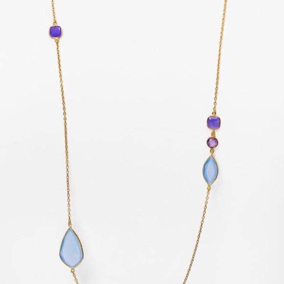 Argento Vivo Stone Station Necklace - Gold/Multi - Picture 2 of 4